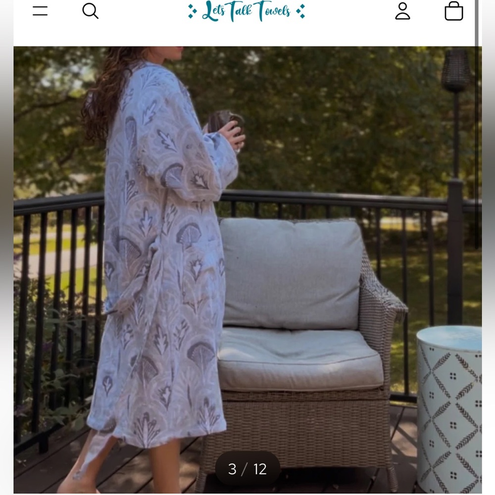 LET’S TALK TOWELS Turkish Cotton Palmette Robe Beach Cover Up - Picture 11 of 14